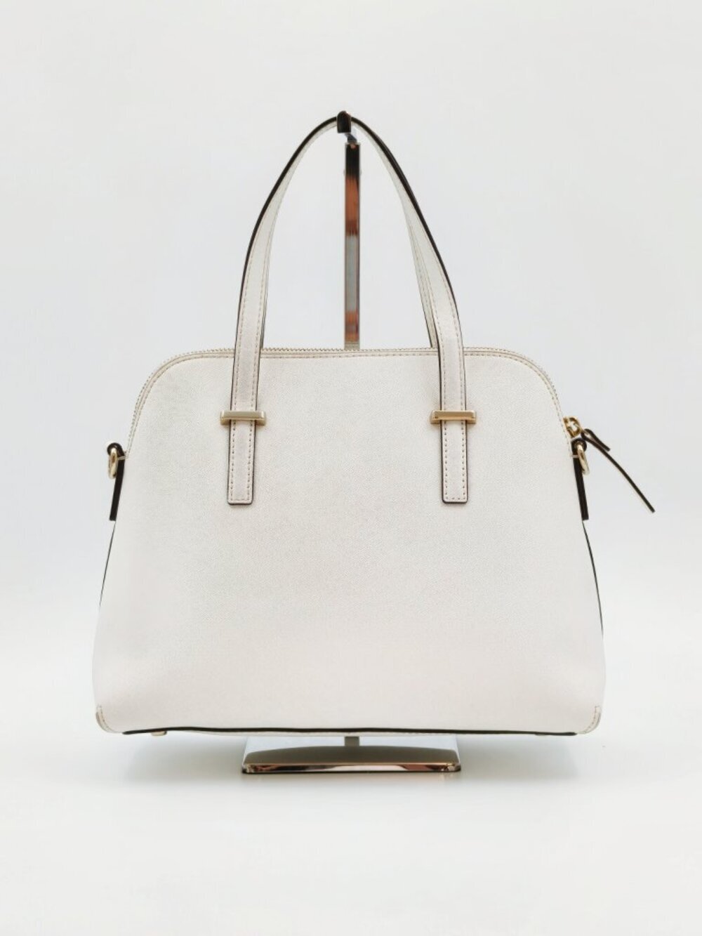Kate Spade New York Cream Saffiano Leather Satchel Shoulder Bag Crossbody - Picture 2 of 13